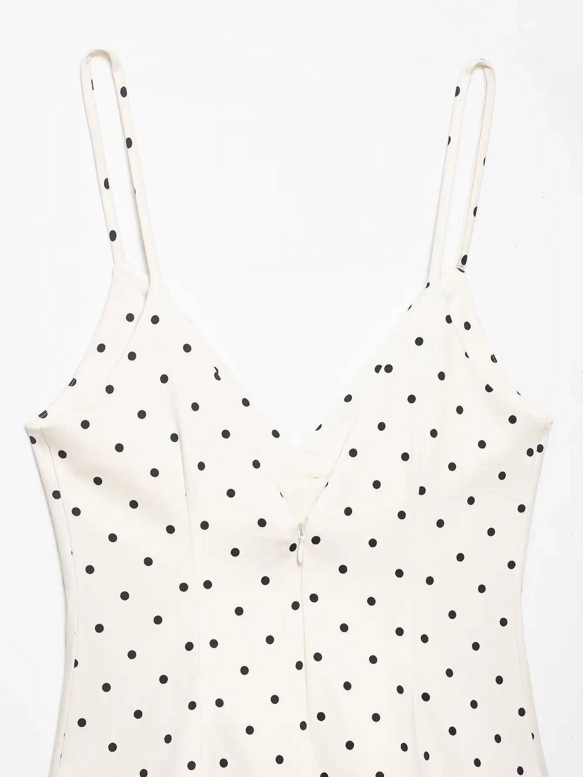 HH Women Elegant Spaghetti Strap V-Neck Dress Fashion Polka Dot Print Slim Fit White Ruffle Dress 2026 Summer Sexy Beach Wear