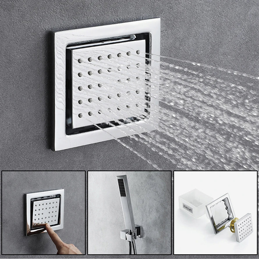 M Boenn 47*12 Inch LED lighting Large Black Shower Head Rainfall Bathroom Faucet Hot Cold Shower System Set Smart Showers Mixer