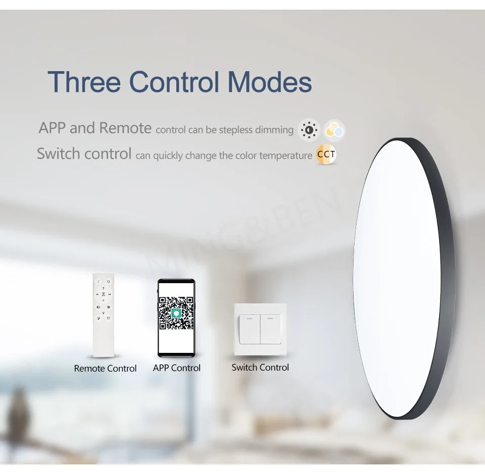 MING&BEN Smart LED Ceiling Lamps 18.5in Round Modern LED Ceiling Light With APP Remote Control Dimmable For Bedroom Living Room