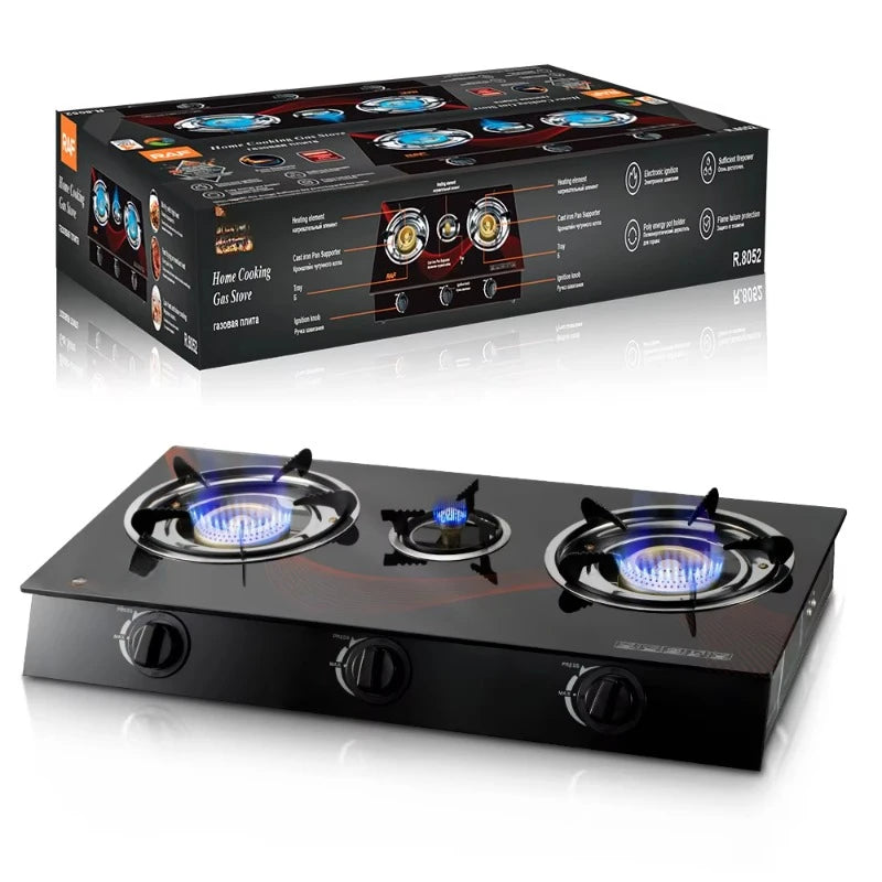 Air Force Hot Sale Home Cooking Gas Stove with Electronic Ignition and Flame Fault Protection 3 Burners
