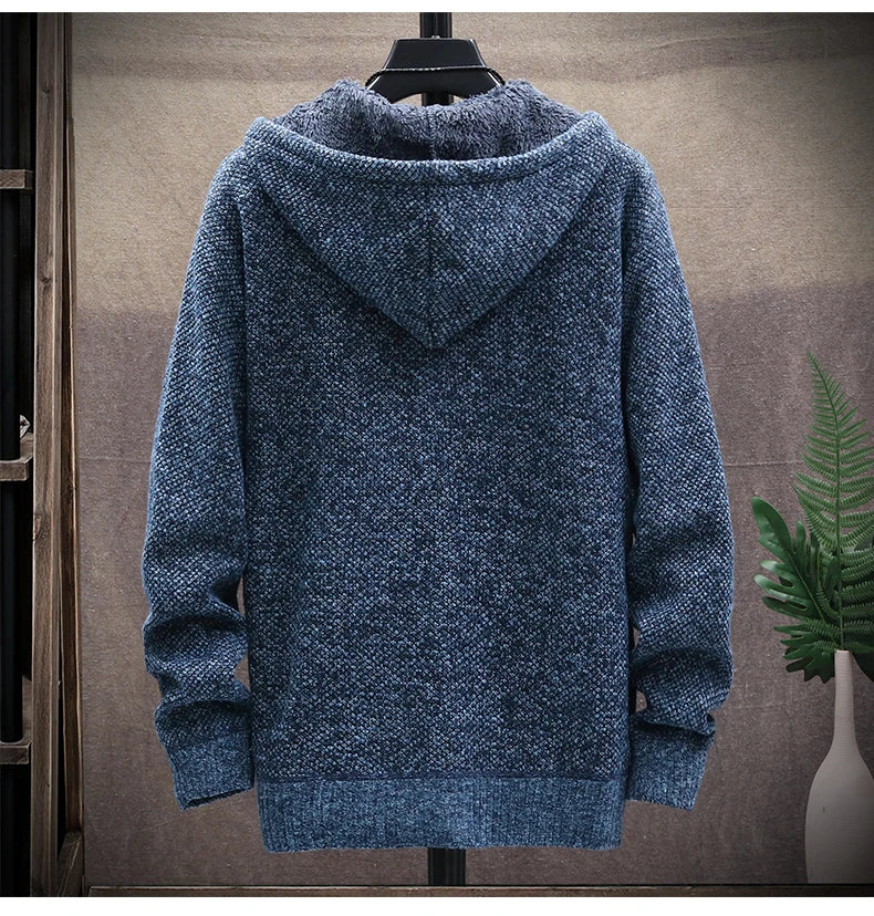 Autumn and Winter men's wool jacket new jacket plush thickened classic vintage cardigan Hoodie casual loose tops