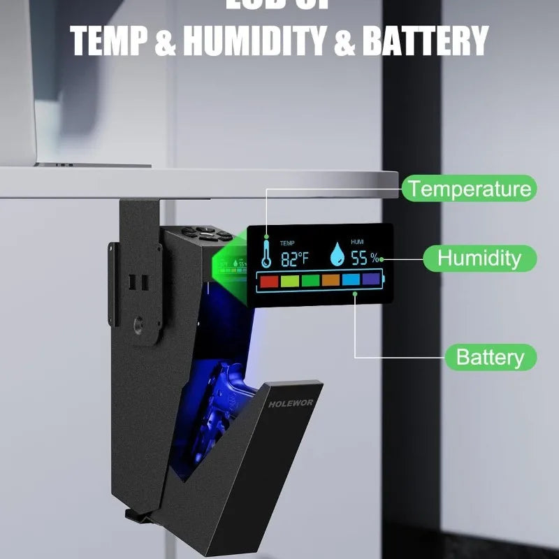 Smart Fingerprint Handgun Safe Biometric Lock Alloy Steel Security Box for Home Car Bedside