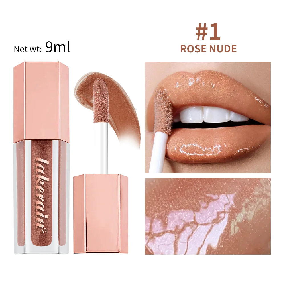 8-Color Liquid Light Glitter Lip Glaze Long-lasting Deep Moisturizing Lip Gloss Reduce Lips Lines Slight Shimmer Makeup Lip Oil