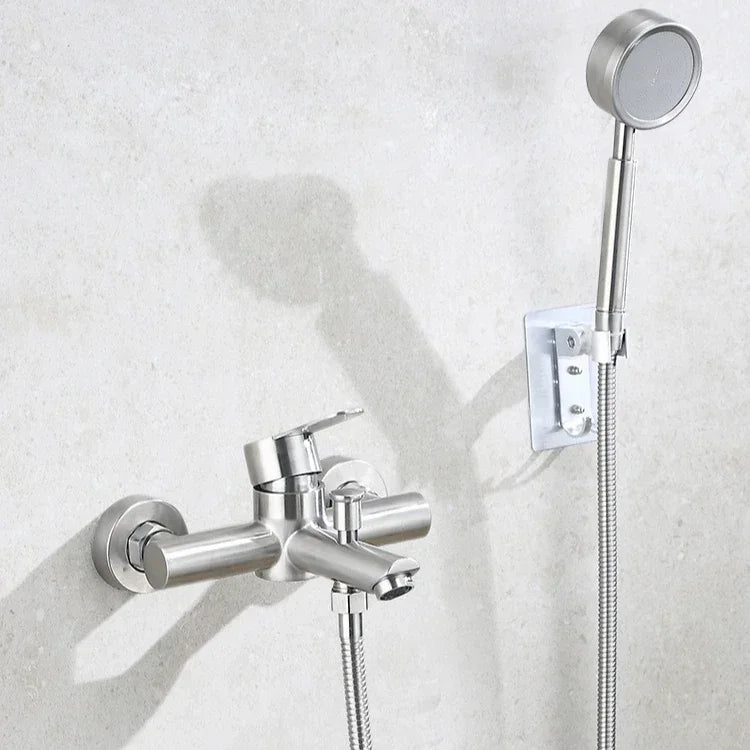 Wall Mounted Cold Hot Water Mixer 304 Stainless Steel Triple Valve Nozzle Tap Bathtub Faucet Bathroom Shower Faucet
