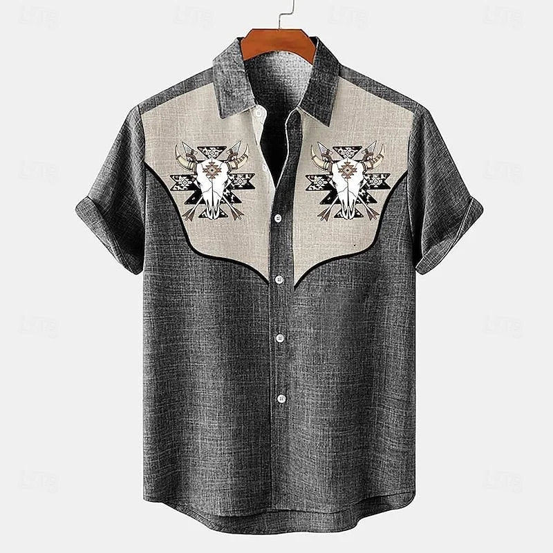 Men's Summer Hawaiian Casual Fashion Social Beach Style Short-Sleeved Printed Loose Retro Vacation Shirt