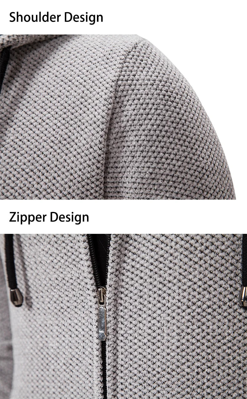 Men's Knitted Cardigan Casual Hooded Coat Slim Fit Autumn and Winter New Sweater Coat Men's Sweater