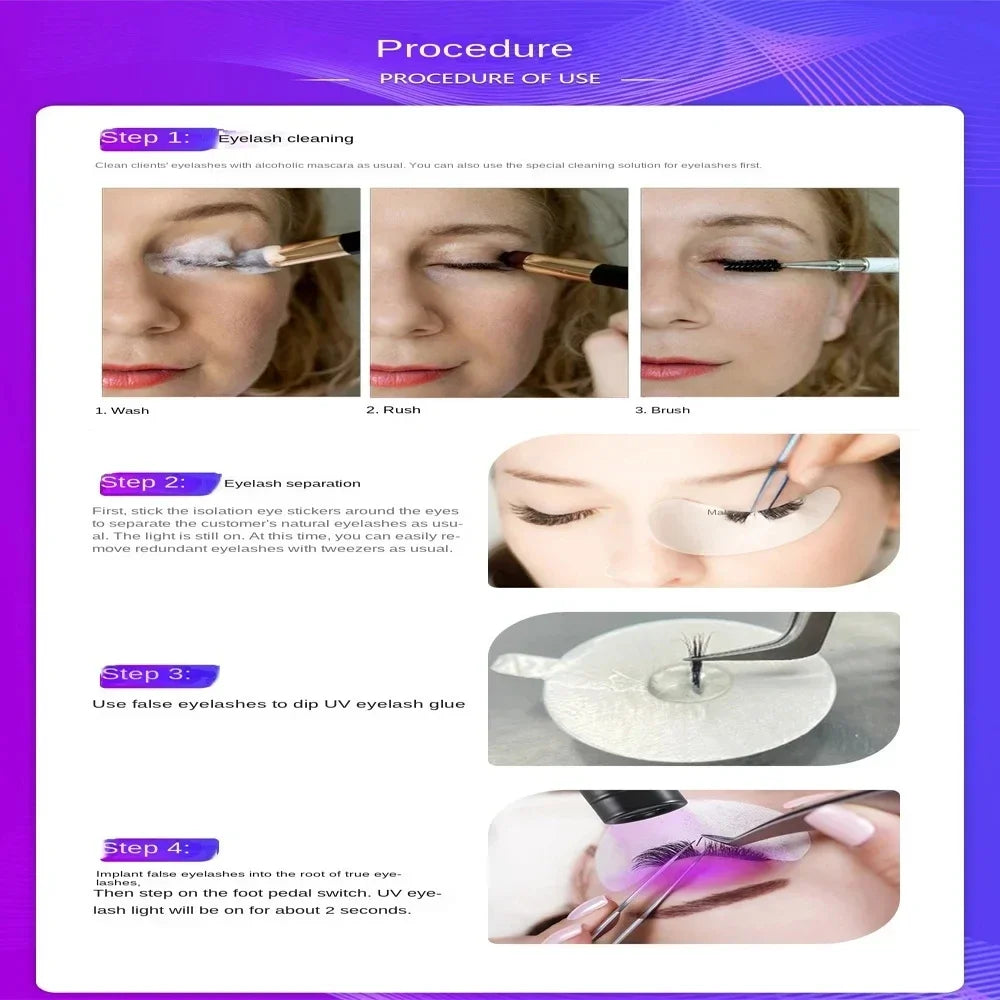 LED UV Glue Curing Light USB UV Ultraviolet Light  Beauty Eyelash manicure False Eyelashes Grafting Foot Step Switch Floor Lamp
