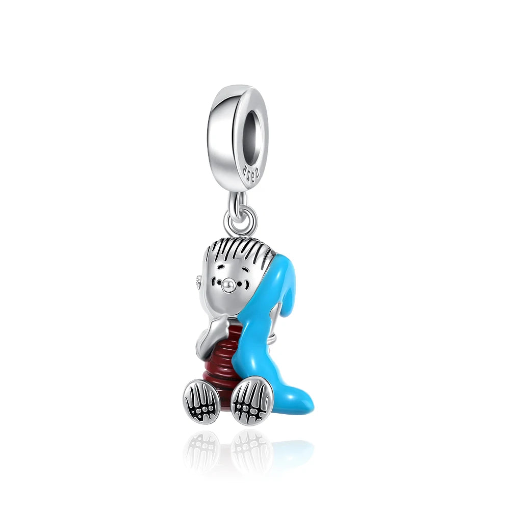 Cartoon 925Silver Balloon Dog, Red House, Watermelon Dog Male and Female Pendant,Fit Bracelet DIY Jewelry for Girls and Children
