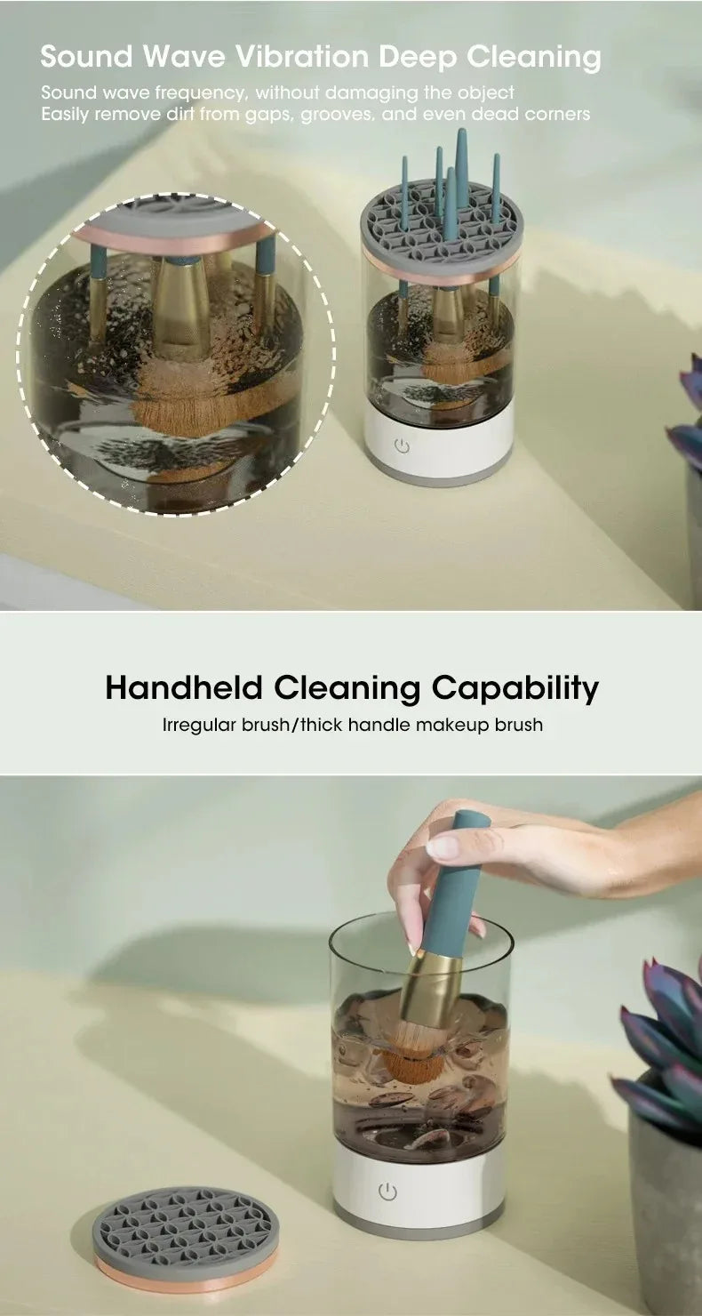 Makeup Brush Washer and Dryer USB Powered Odorless Battery-Free Plug and Play Makeup Cleaner Essential Beauty Accessory