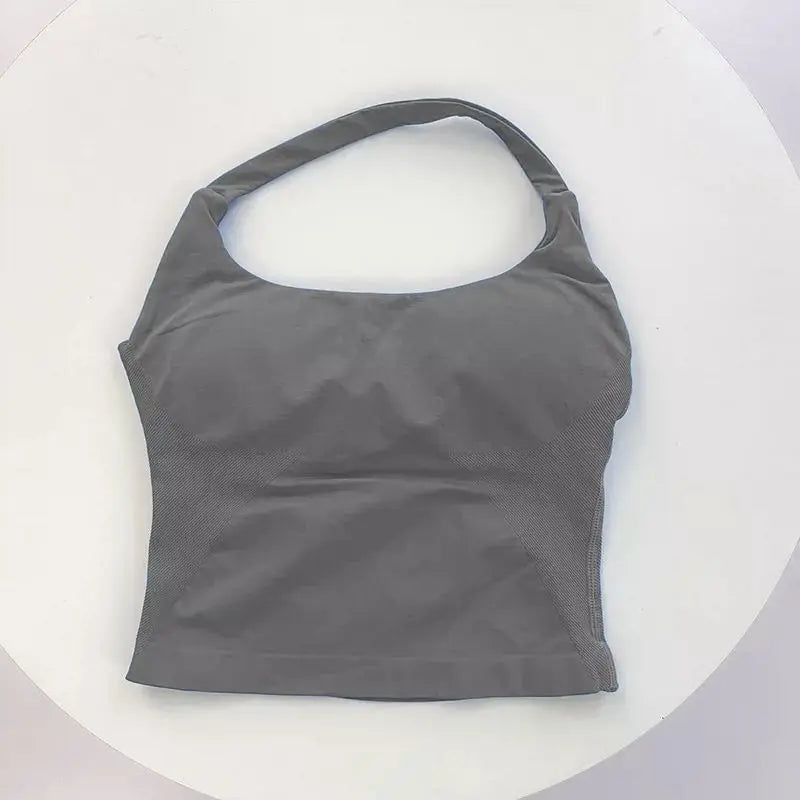 Women's Halter Neck Backless Camisole Sports Set with Padded, Shockproof Yoga Tank Top for Gym Fitness Workout & Daily Outdoor W