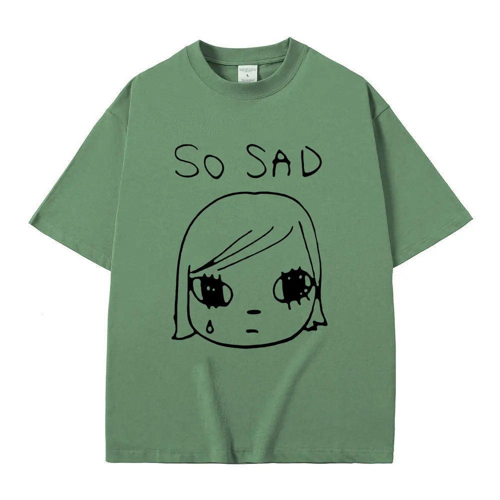 Yoshitomo Nara So Sad Funny Graphic T-shirt Men Women Casual High Quality Soft Cotton T Shirts Unisex Y2k Art Aesthetic Tshirt