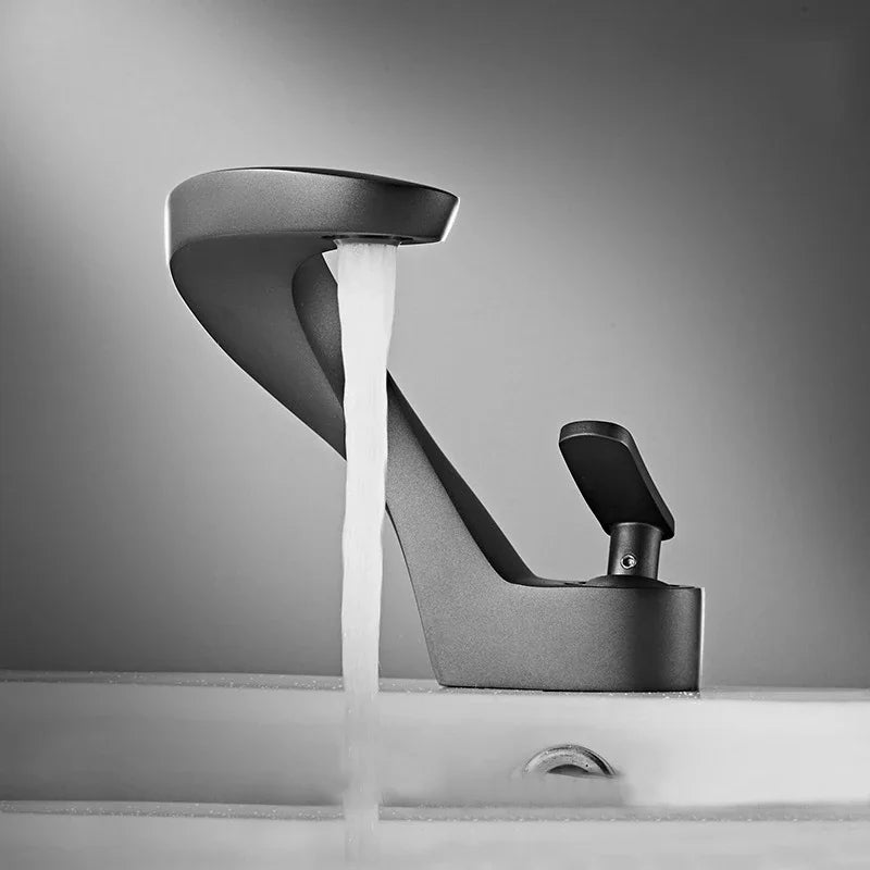 Luxury Bathroom Faucet Curve Single Handle Wash Basin Sink Faucet Hot And Cold Water Sink Mixer Tap Brass Deck Mounted Torneira