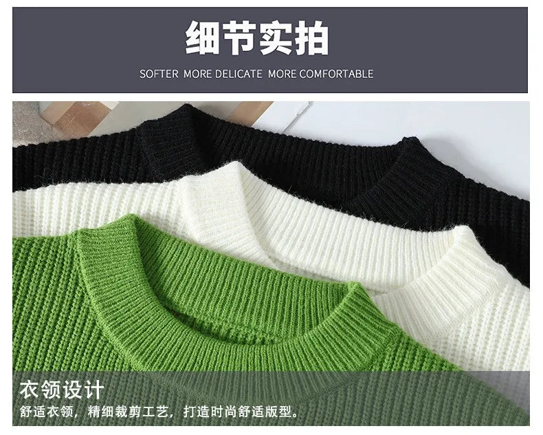 Upgraded Versio Knitted Sweater Fashion Patchwork Knitting Mock Neck Pullovers Autumn Winter Daily Casual Warm Pullover Sweaters