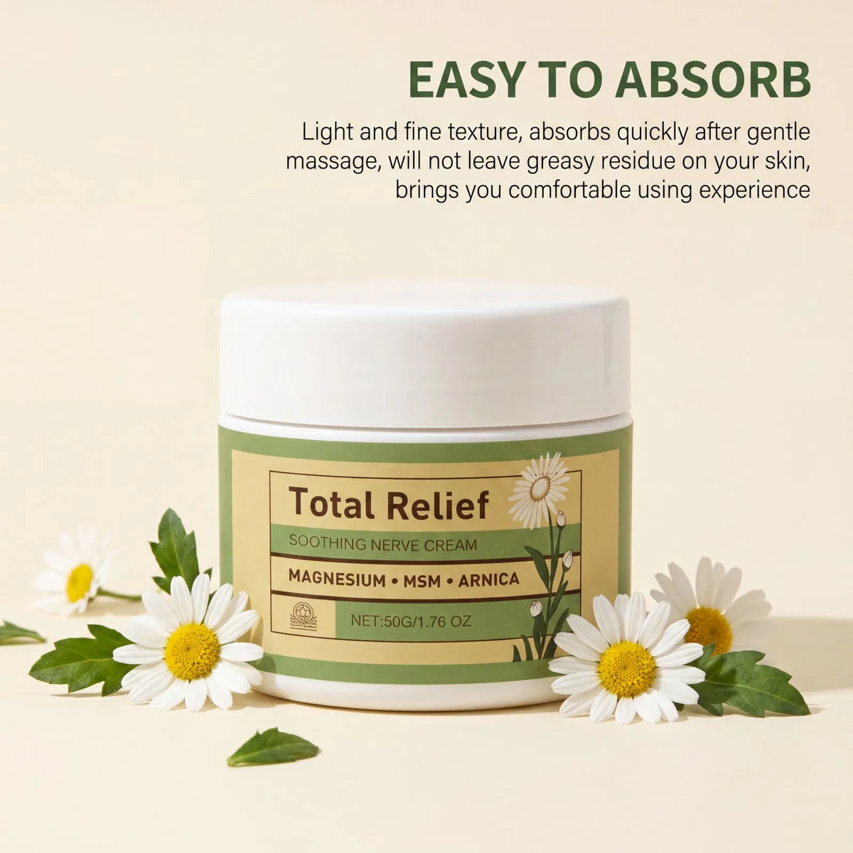 Magnesium Body Care Cream Deep Moisturizing Non Greasy Fast Absorbing Soothing Daily Skin Nourishing  Soothing Cream 50g