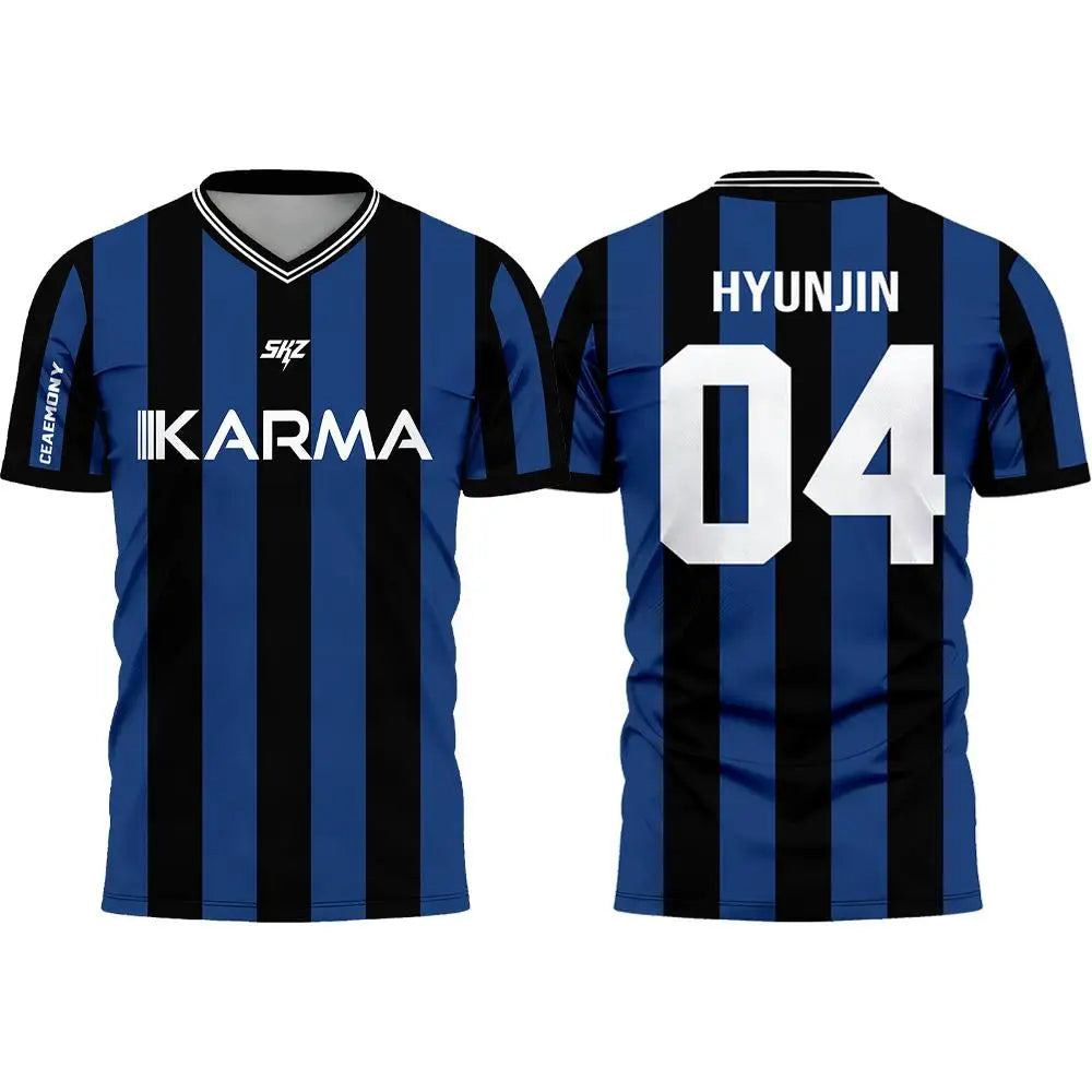 Karma SKZ Hyunjin 04 Soccer Jersey 3D Quick Dry T-Shirt For Men Women  Sports Fan Tee Summer, outdoor sports, training clothes