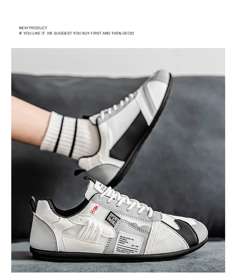 Men's Trendy Black and Gray Color-Blocked Mesh Breathable Casual Sports Shoes, Summer Thin Retro Forrest Gump Shoes, Lightweight Soft-Soled Shock-Absorbing Non-Slip Versatile Wear-Resistant Men's Shoes