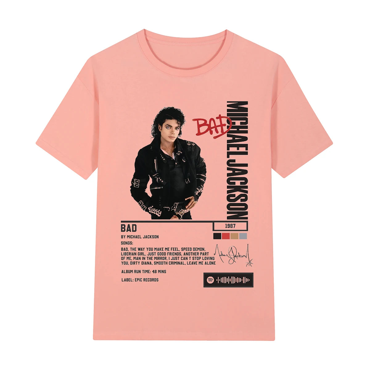 Singer Michael Jackson Bad Album Vintage T-shirt King Of Pop Streetwear Casual Cotton Men T shirt New Tee Tshirt Womens Tops