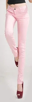 Women's Candy Color Pants Pencil Trousers Spring Autumn Elegant Office Mid Waist Pants For Women Slim Skinny Jeans Pants Female