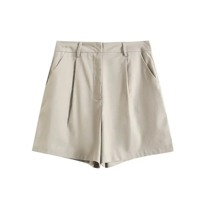 Retro Linen Office Lady Women Suits V Neck Vest Blazer Commuter Wide Leg Shorts Fashion 2024 Summer Vintage 2 Piece work clothes