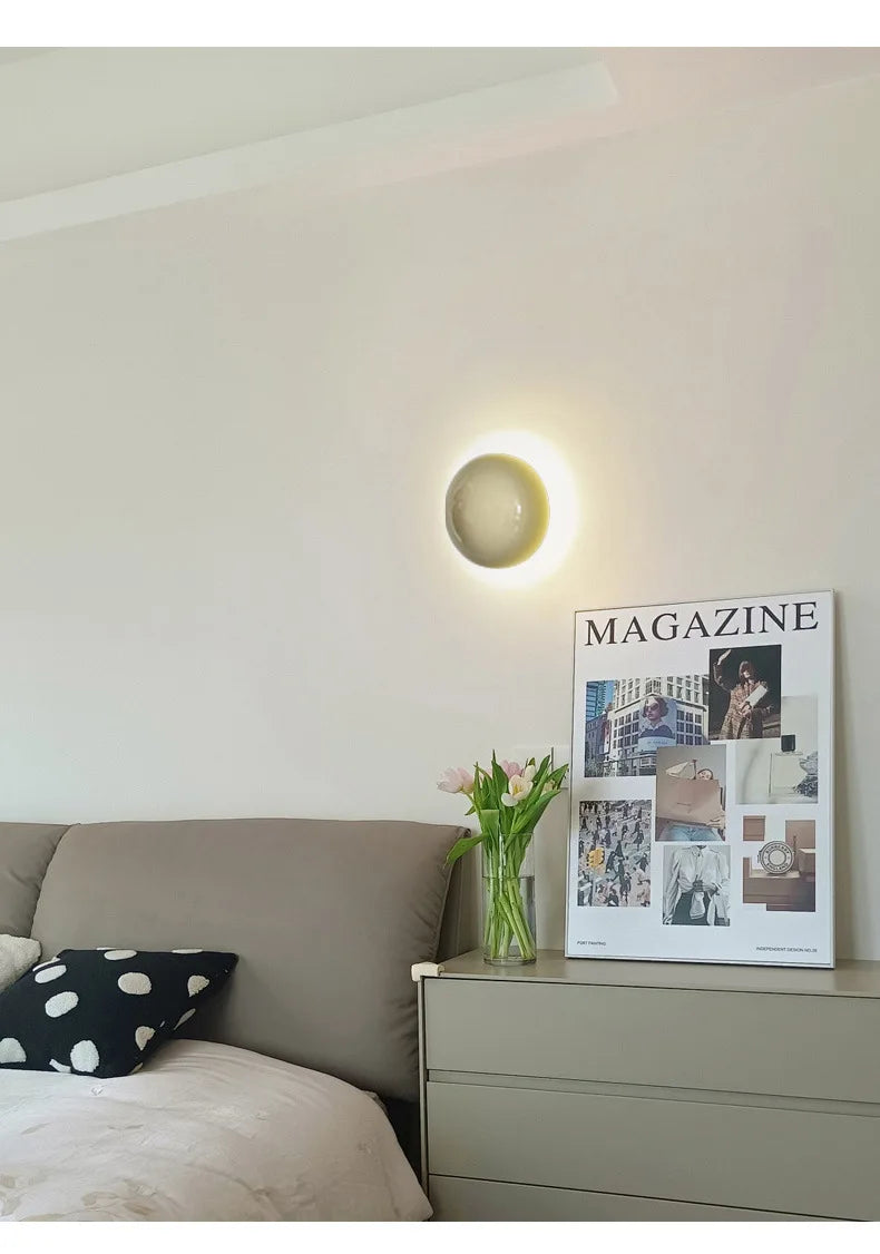 Modern Led Wall Lamp Red Round Metal Wall Lights for Bedroom Living Room Corridor Ceiling Lamp Designer Cream Decorative Room