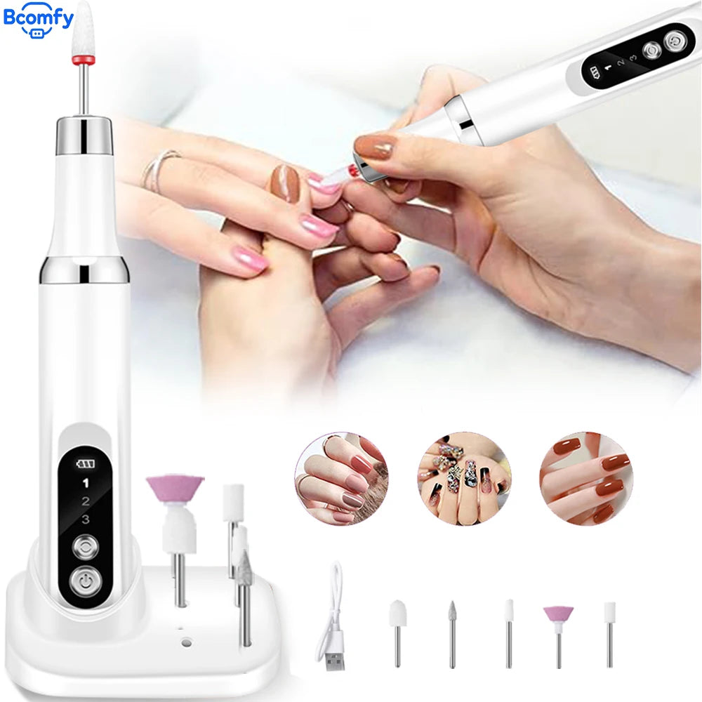 Professional Electric Nail Drill Machine 15000RPM Portable Manicure Pedicure Set for Acrylic Gel Nails New Nail File Tool