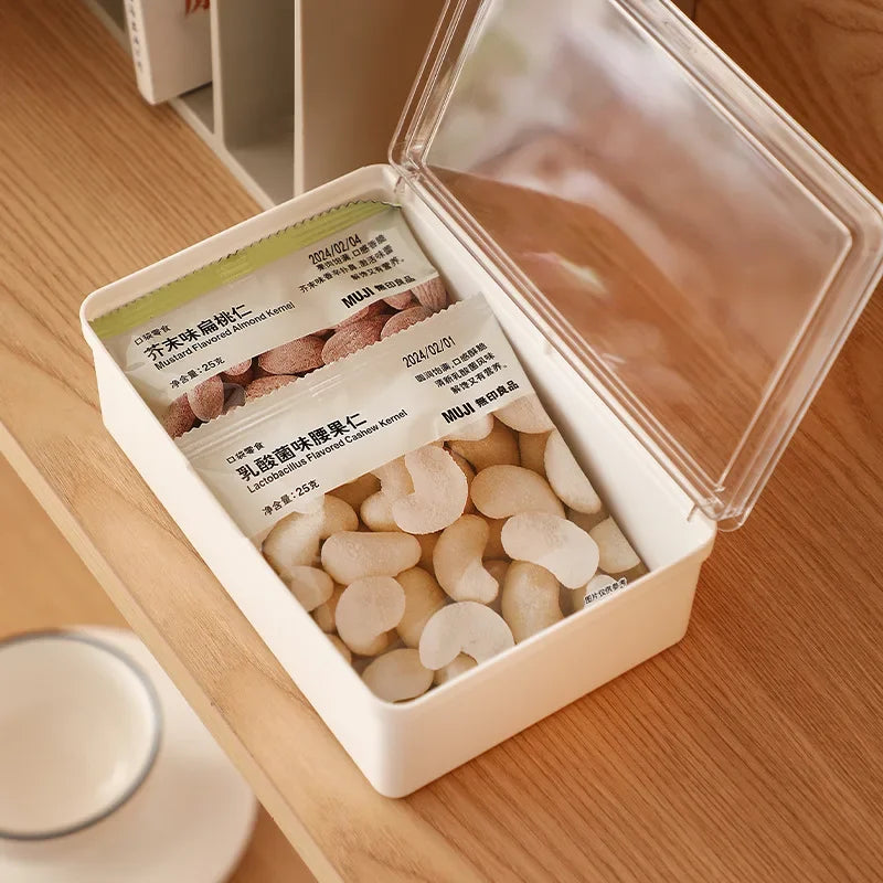 Double-Open Transparent Lid Storage Box - Multi-Purpose Organizer Container for Stationery, Cosmetics & Home Small Item Tidy