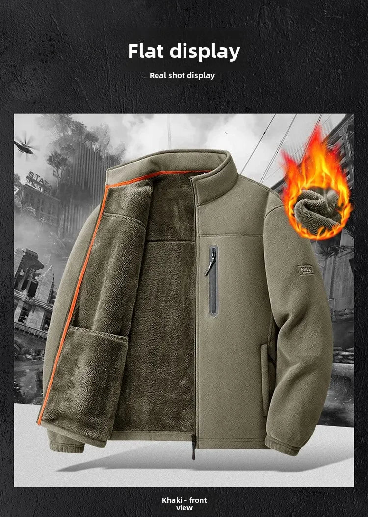 Winter Jacket Men's Fleece Jacket Winter Thickened Zip Up Coat Outdoor Thermal Warm Fleecewear For Sports Men's Winter Jacket