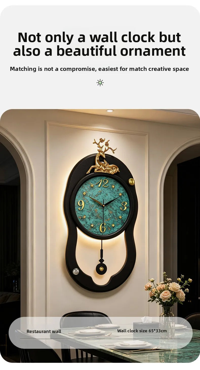 Retro French LED Wall Clock Watch Living Room Mute Pendulum Clock Elegant Taste Family Gift Art Decor Quartz Clock Home Decor