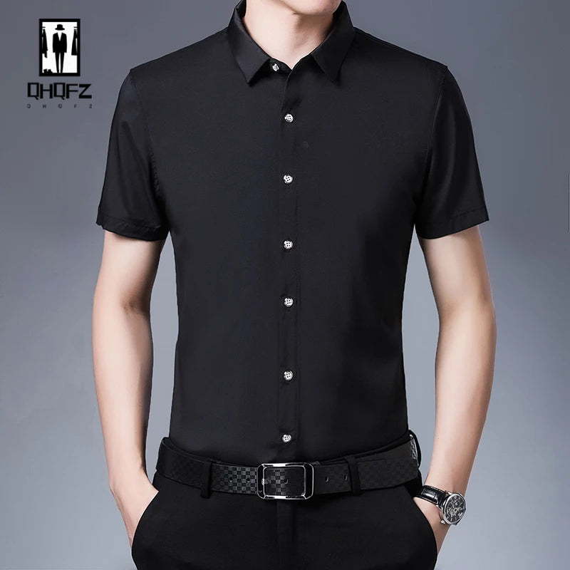 8 Colors Men's Casual Business Short Sleeved Shirt Wrinkle Resistant Fashionable Top