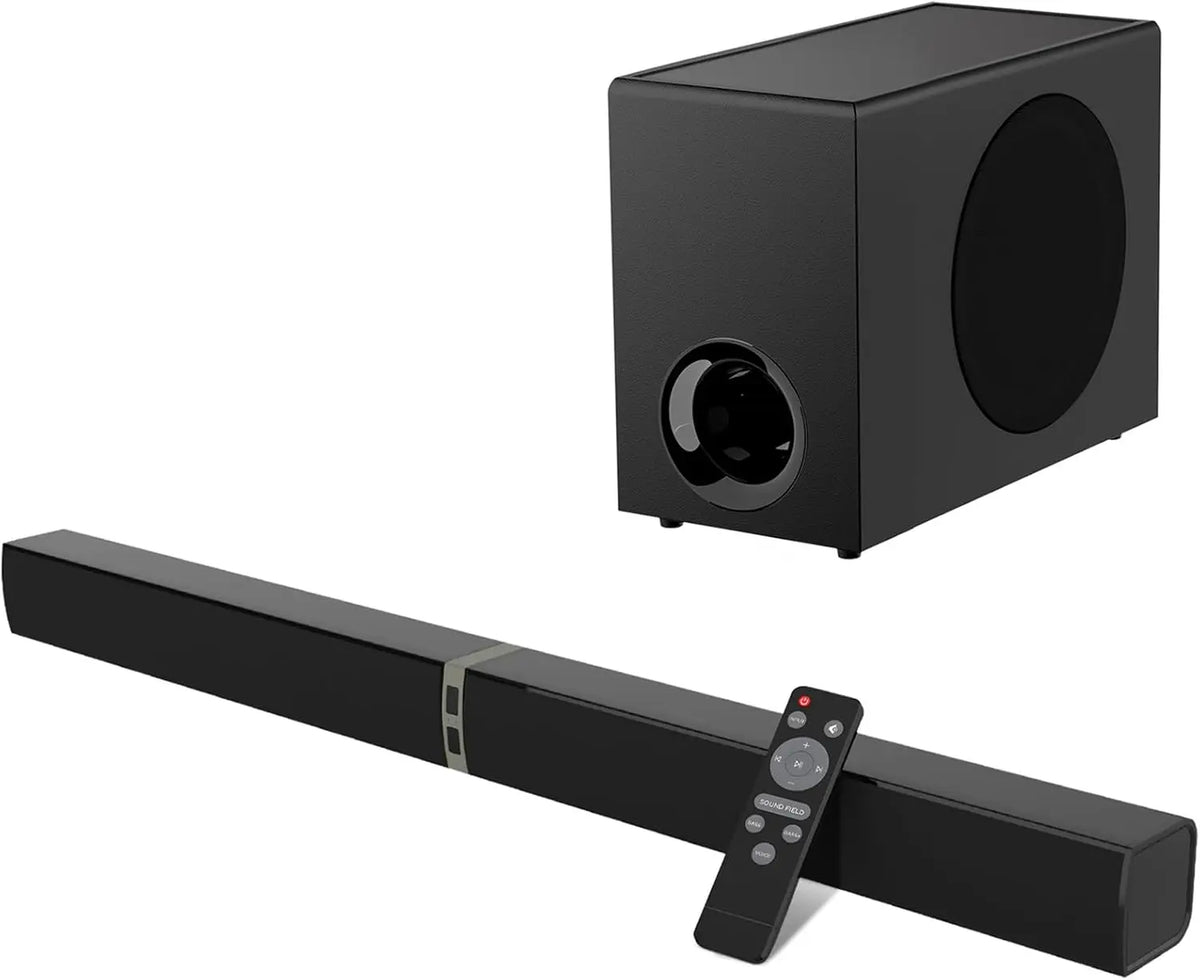 120W Sound Bar with Subwoofer, Bluetooth 5.3 Home Theater Surround Sound Audio System for Smart TV, Featuring ARC, AUX, and Optical Connectivity