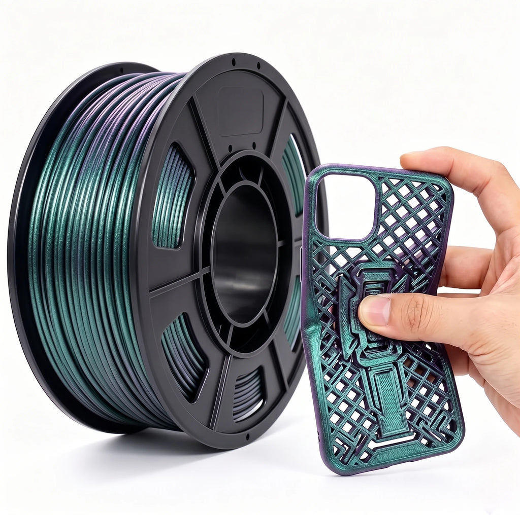 95A Chameleon TPU Filament 1.75mm,TPU Chameleon Color Green 250g 95A Flexible Soft 3D Printer Filament,Changes Color with Light