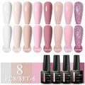 MEET ACROSS 6/8Pcs Set Glitter Gel Nail Polish Autumn Winter Nail Art Varnishes Semi Permanent Soak Off UV Gel Kit Nails Lacquer