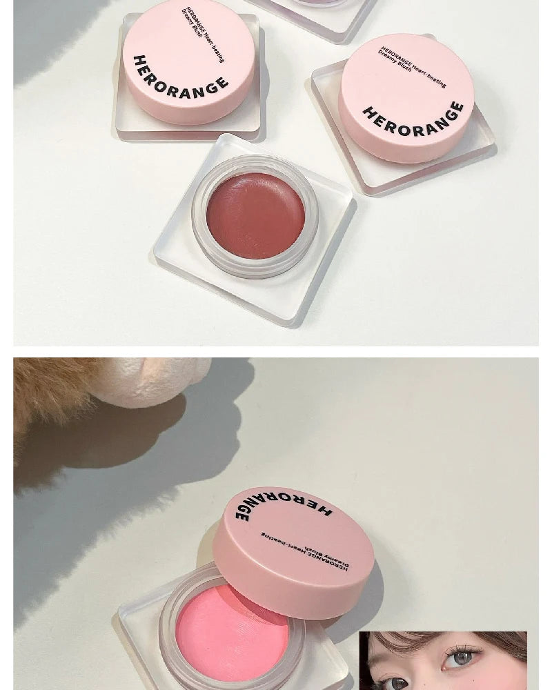 Purple Blush Cream Cheek Rouge Rose Brown Mud Palette Long-Lasting Waterproof Monochrome Brighten Face Moisturizing Blush Makeup