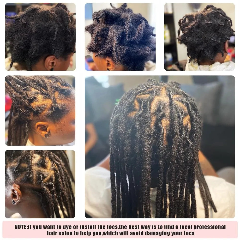 0.6 Cm Real Human Hair Dreadlock Extensions 4-18 Inch 10/40/70 Strands Full Handmade Locs Soft Natural Bulk Hair for Men Women