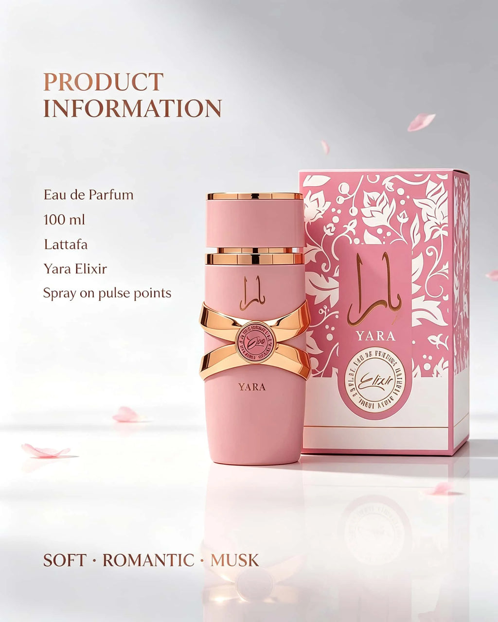 Lattafa Yara Elixir Eau De Parfum Spray 100ml, Long Lasting Sweet Fruity Floral Vanilla Musk Fragrance, Luxury Pink Gold Bottle Arabian Perfume for Daily Occasion Gift Collection