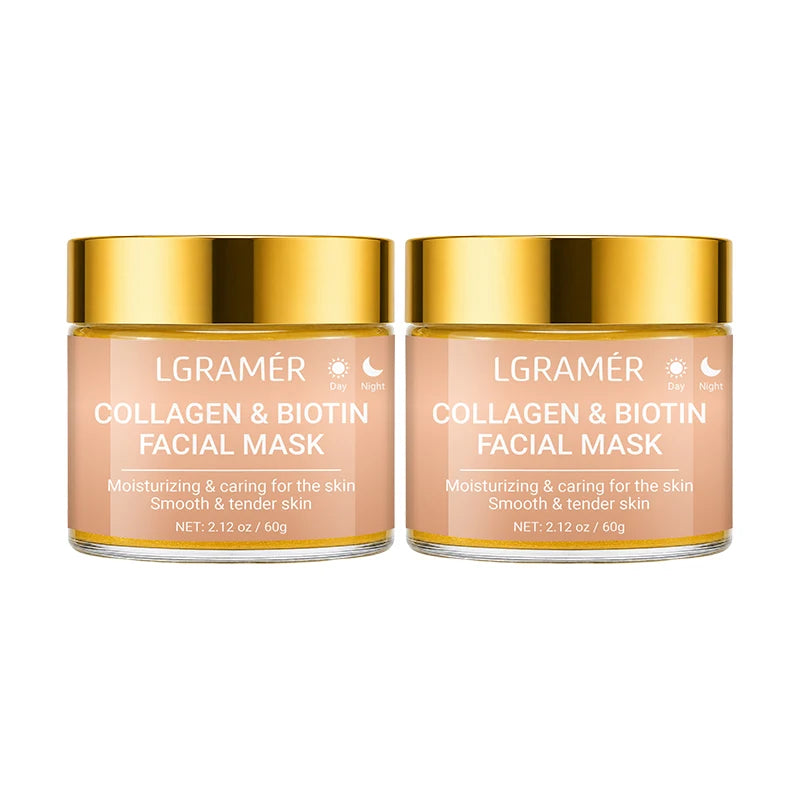 30g/60g/120g Collagen & Biotin Facial Mask,Day & Night Use, Moisturizing Hydrating, Make Skin Smooth Tender Daily Skin Care Mask