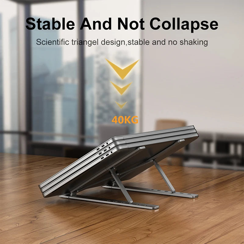 Foldable aluminum laptop stand, adjustable height tabletop laptop stand, laptop stand for desk compatible with macbook air pro
