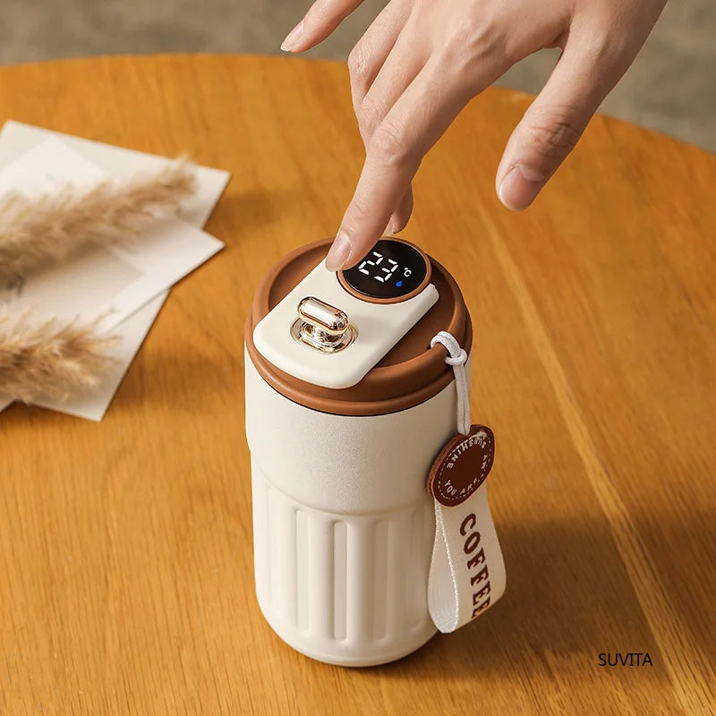 450ML LED Temperature Display Thermo Water Bottle Stainless Steel Coffee Cup Travel Vacuum Flask Keep Cold and Heat Thermal Mug