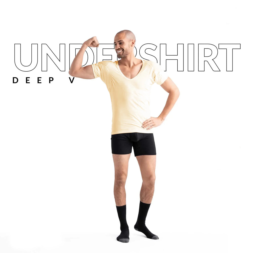 Wholesale Sweatproof Undershirt Men With Underarm Sweat Pads T Shirt Slim Fit V Neck