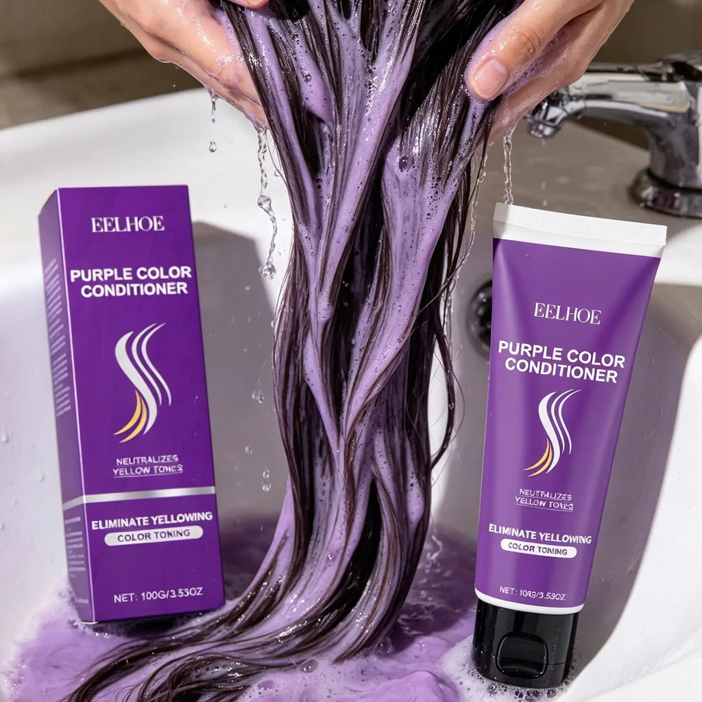 Purple Shampoo for Blonde Hair Eliminate Yellowing Bleached Silver Anti-Fading Purple Hair Mask Conditioner Essential Oil Set