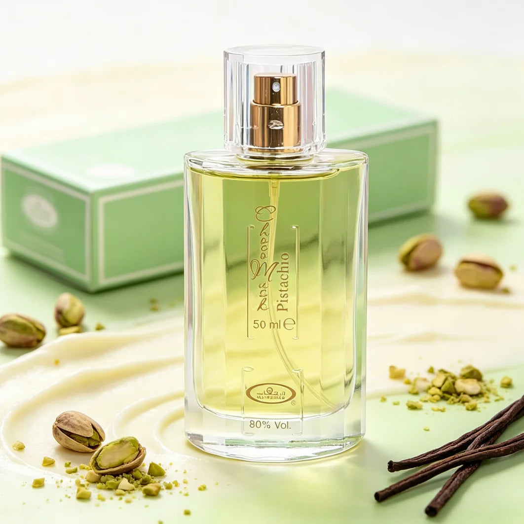 AL ‑ REHAB Choco Musk Pistachio perfume, 50ML, nut pistachios collide with silky chocolate, pistachios, chocolate, milk musk, fresh and delicious flavor,