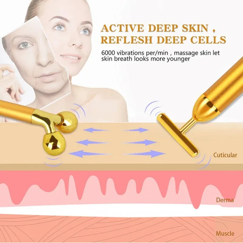 Electric Roller Beauty Bar Vibrating Facial Roller Massager Face Lifting Anti-Wrinkle Skin Care Roller/ Face Slimming Tool