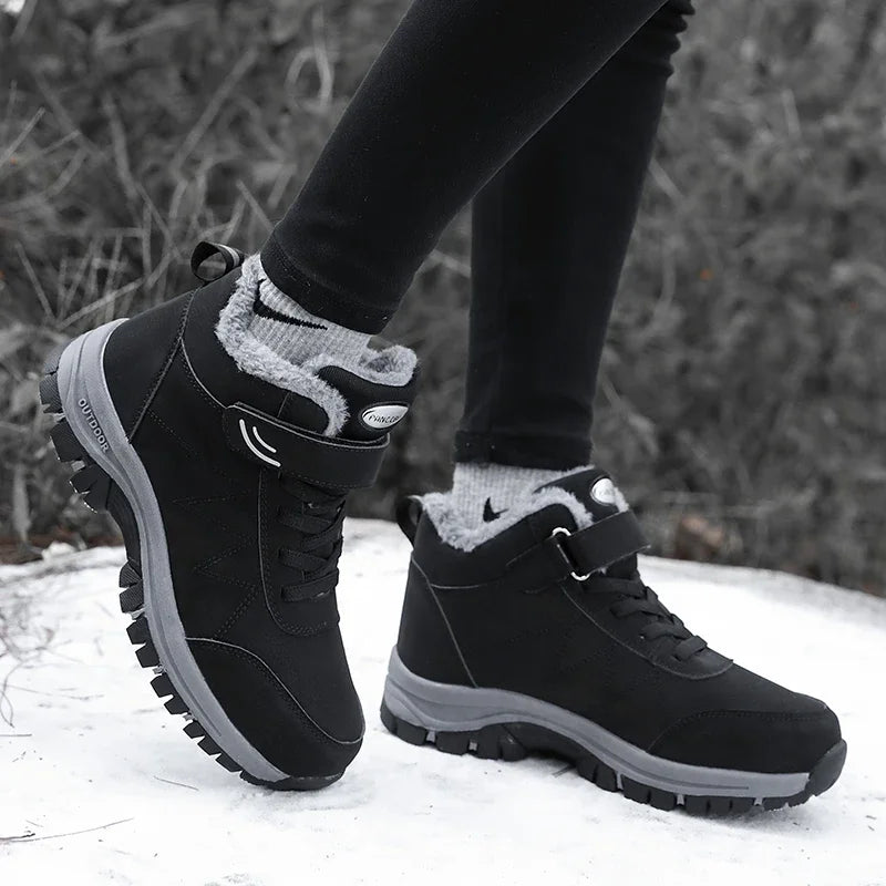 Men's Warm Snow Shoes Outdoor Leather Thick Plush Winter Man Casual Sneakers Original Waterproof Trend Sports