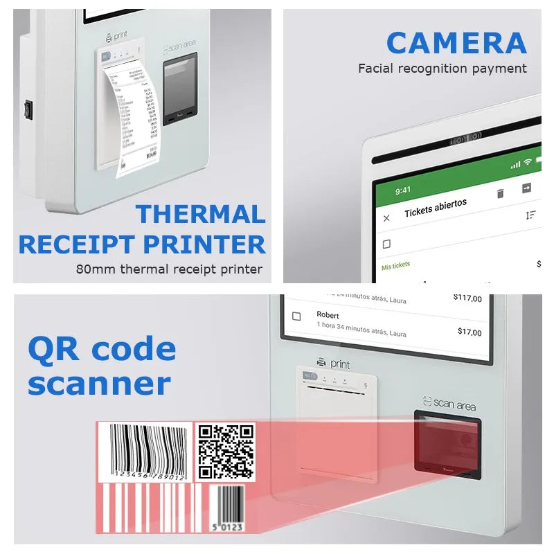 21.5 Inch Interactive Self Service Payment Kiosk Automatic Touch Screen Self Checkout Kiosk Machines for Restaurant