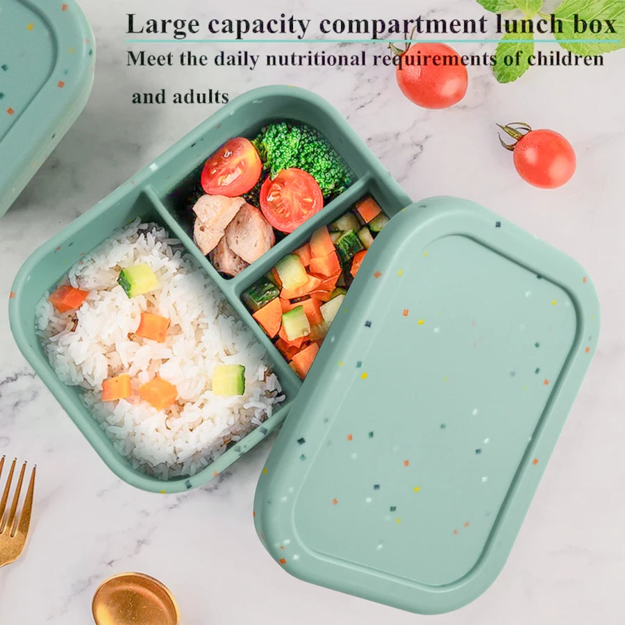 1PCS Microwave Lunch Box Silicone Bowl Dinnerware Food Storage Container Children School Office Portable Baby Feeding Bento Box