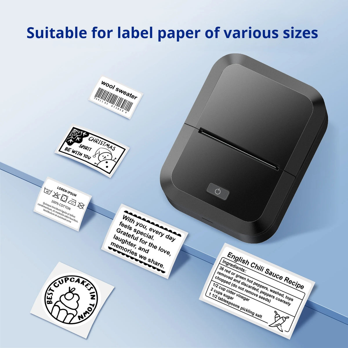 Wireless Bluetooth Label Printer, Portable Thermal Printer, Inkless Labeling Machine, Mini Label Maker Support Smartphones PC