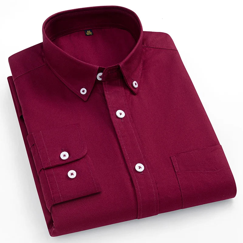 Men's Oxford Pattern Shirt Long Sleeve Big Size S-11XL Cotton Slim Fit Business Casual Traditional Shirts Easy Care Comfort