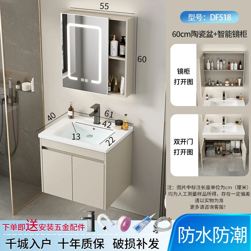 Wall Basin Bathroom Cabinet Set Sink Mirrors Shelves Bathroom Cabinets Storage Organizer Mobile Bagno House Accessories