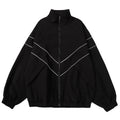 Reflective Striped Jacket Windbreaker Coat 2024 Men Hip Hop Streetwear Zipper Up Jacket Harajuku Thin Coats Sports Black Blue