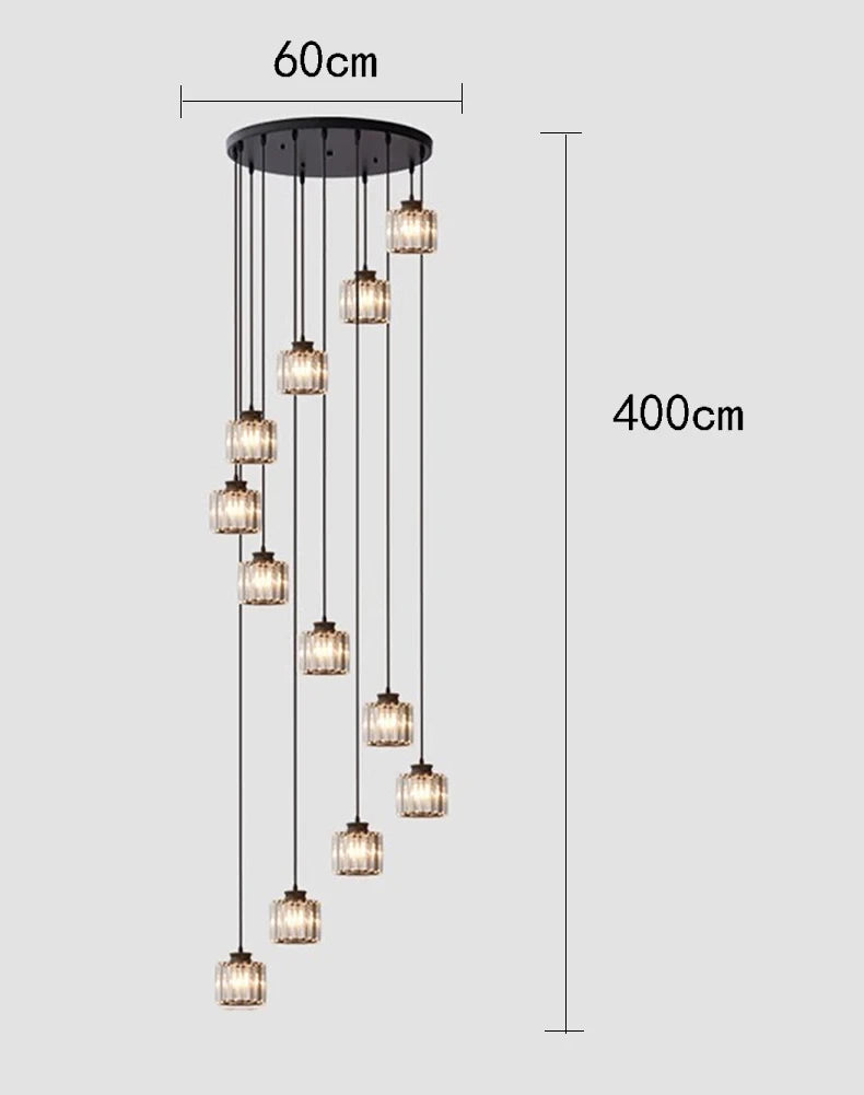 Staircase Pendant Lamp Modern Light Luxury Crystal Lamp Simple Living Room Lamp Duplex Hotel Lobby Interior Decoration Lighting